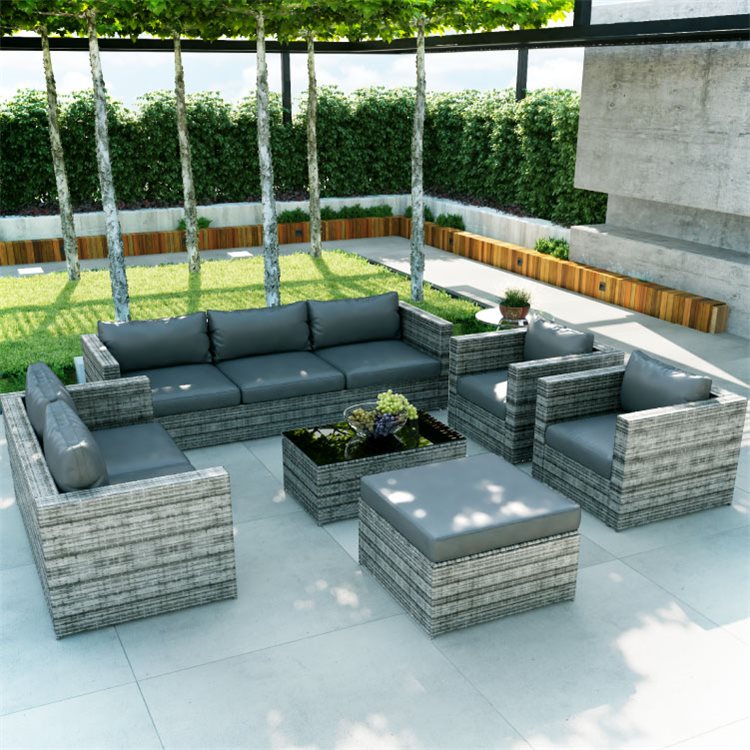 BillyOh Seville 8 Seater Outdoor Rattan Sofa Set Mixed Grey